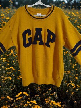 GAP Kids Logo Cotton Crewneck Sweater, Size 10 (L), Yellow